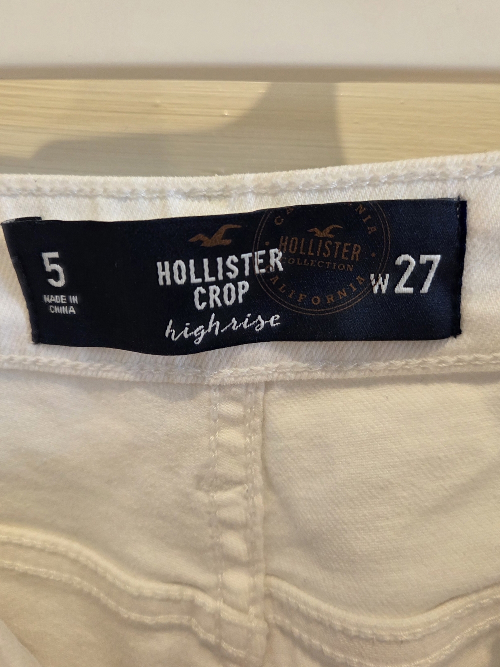 Hollister White High-Rise Cropped Jeans, Womens